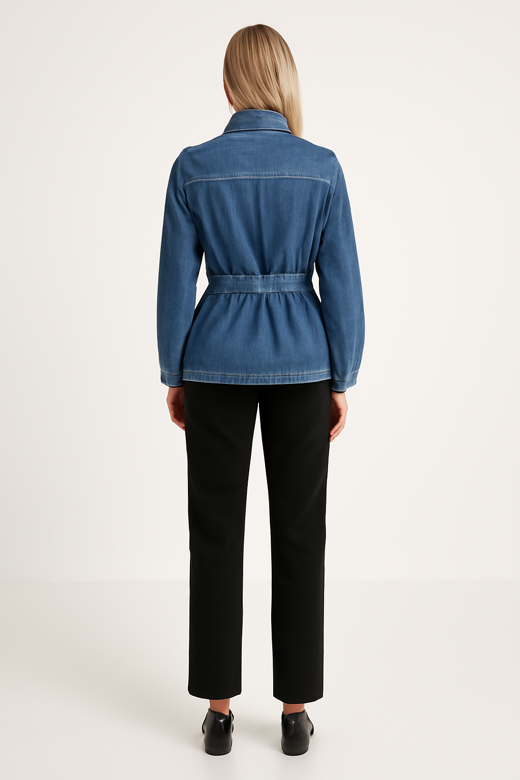 Chaqueta de Mezclilla para Mujer con Cinturón - Azul