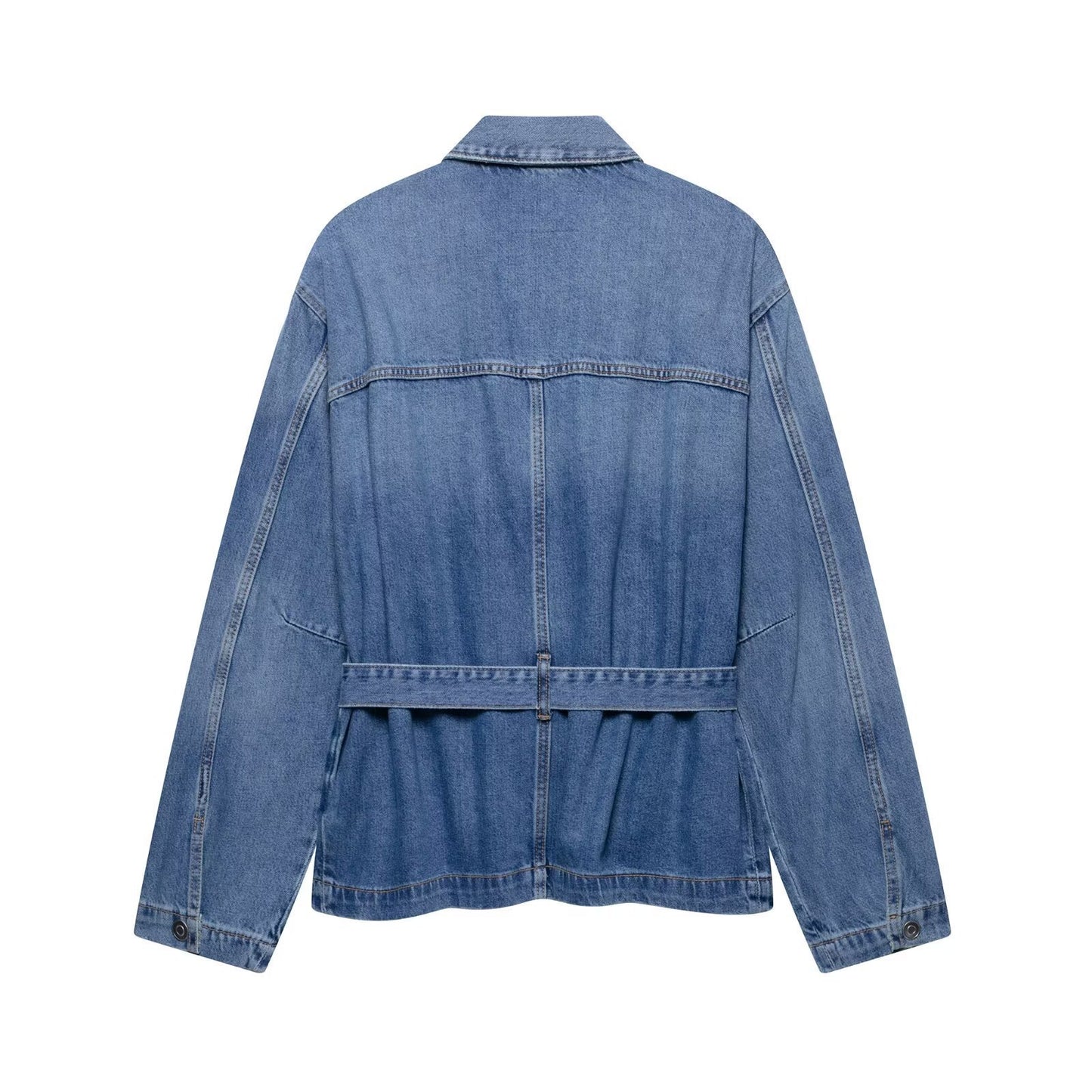 Chaqueta de Mezclilla para Mujer con Cinturón - Azul