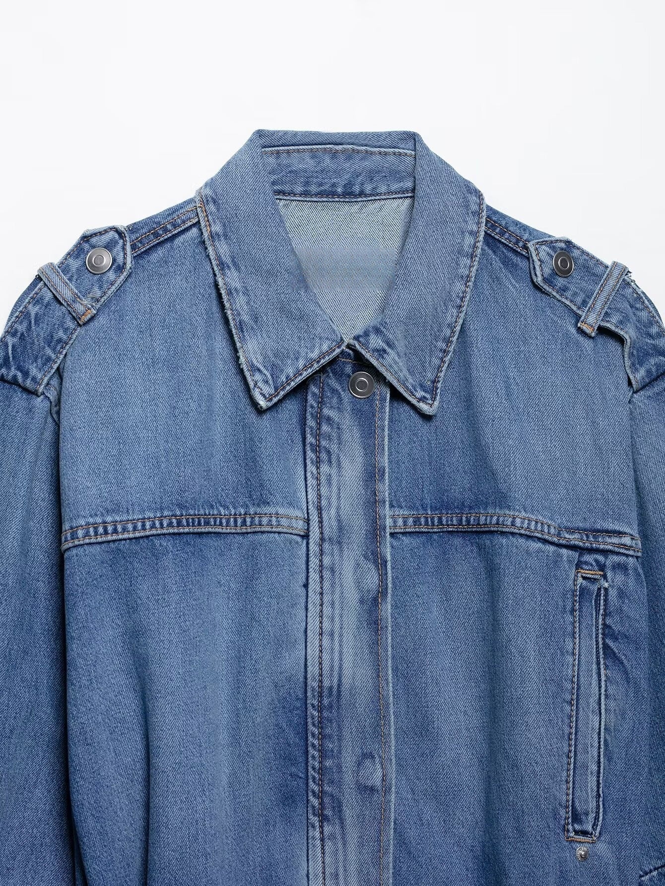 Chaqueta de Mezclilla para Mujer con Cinturón - Azul