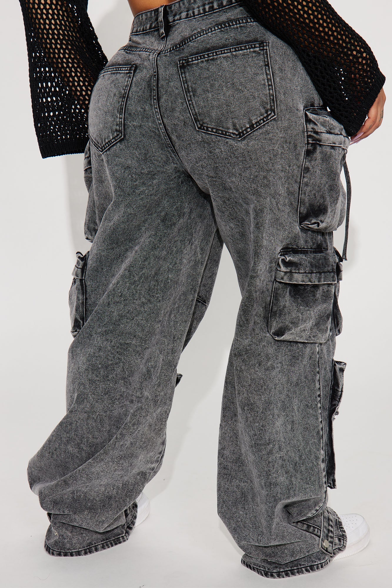 Jeans Cargo Millie – Acid Wash Negro