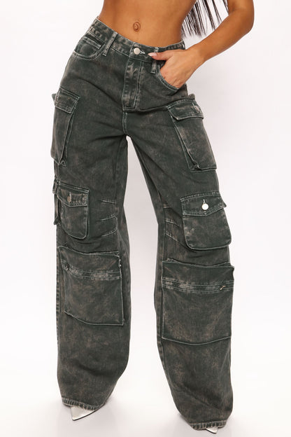 Jeans Cargo Lily de Tiro Alto – Verde