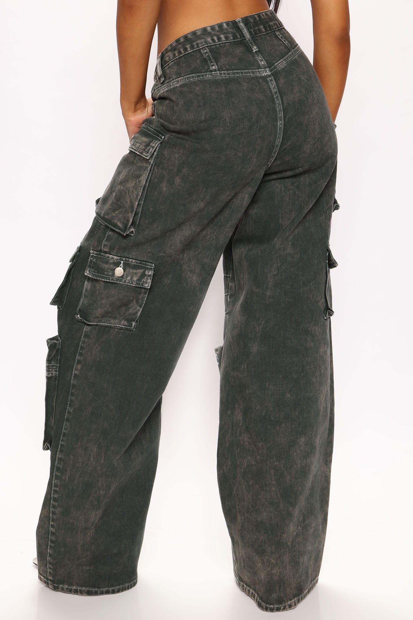 Jeans Cargo Lily de Tiro Alto – Verde