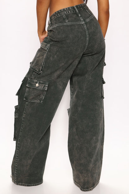 Jeans Cargo Lily de Tiro Alto – Verde
