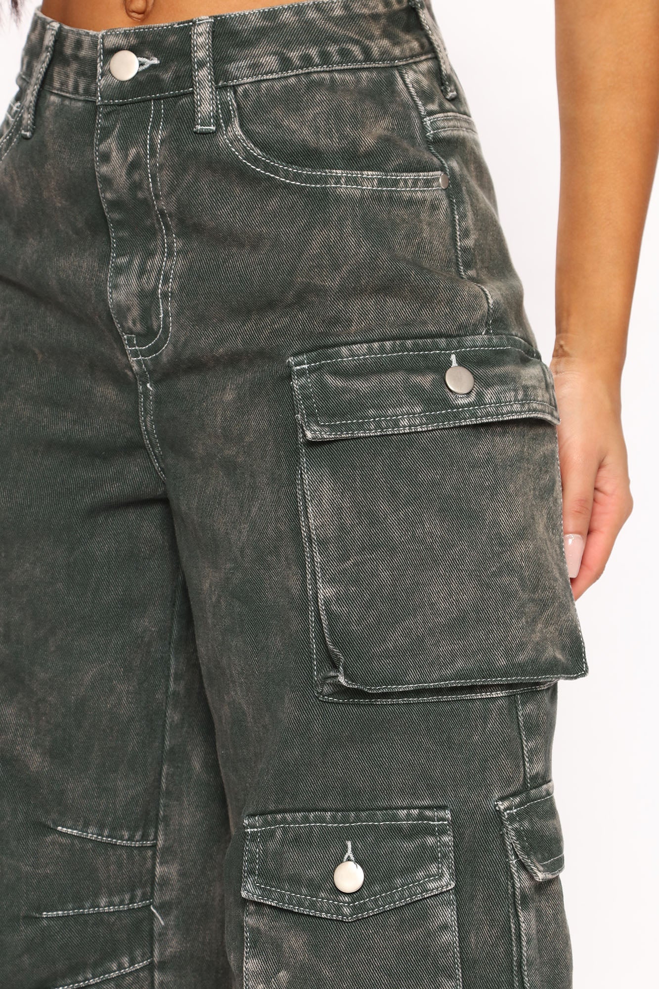 Jeans Cargo Lily de Tiro Alto – Verde