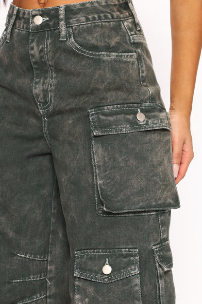 Jeans Cargo Lily de Tiro Alto – Verde