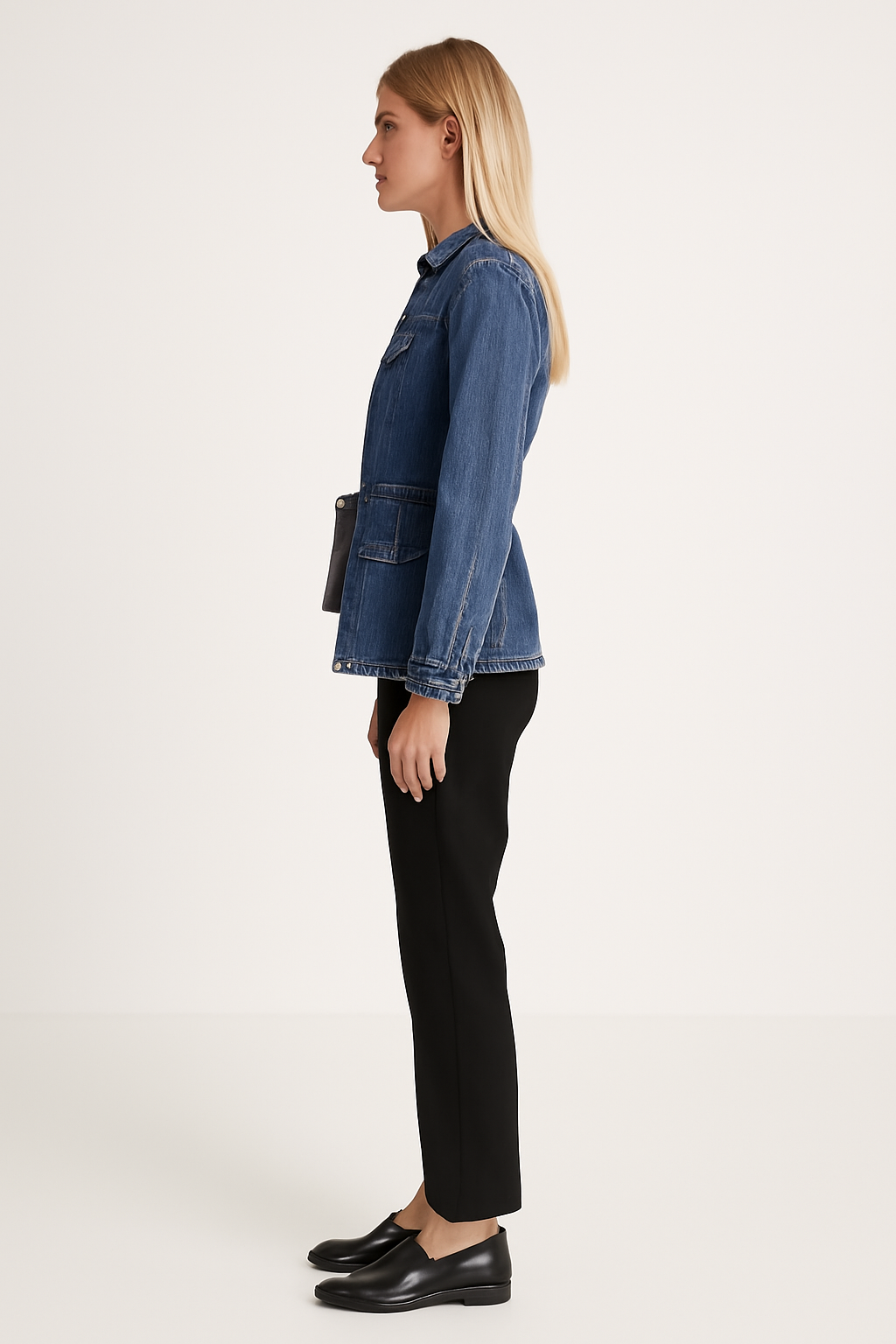 Chaqueta de Mezclilla para Mujer con Cinturón - Azul