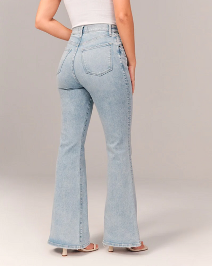 Jeans Acampanados de Tiro Alto – Elásticos