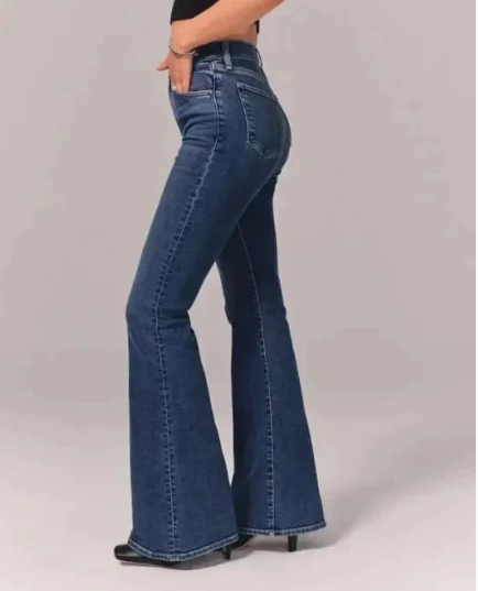 Jeans Acampanados de Tiro Alto – Elásticos