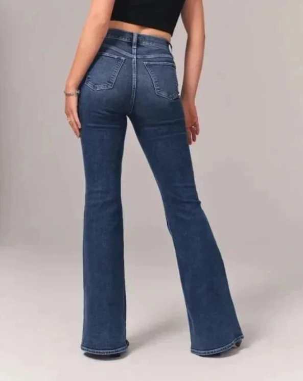 Jeans Acampanados de Tiro Alto – Elásticos